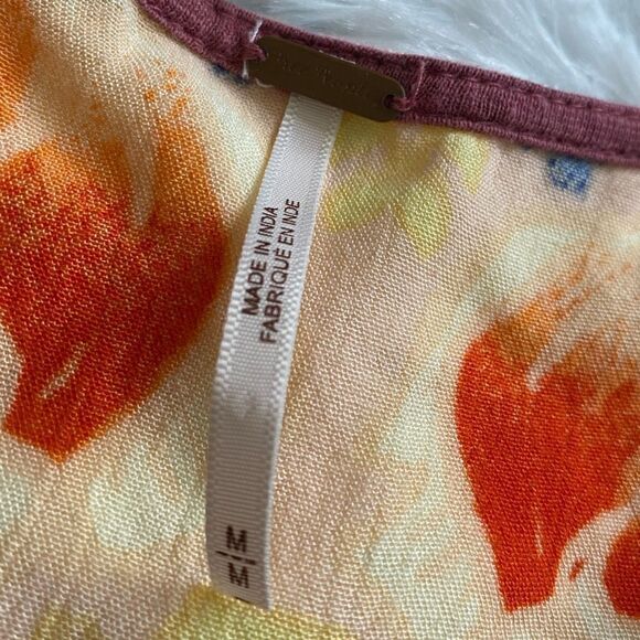 Free People Embroidered Pullover Poncho Top Boho Crochet Front Tied Sides Medium - Picture 9 of 9